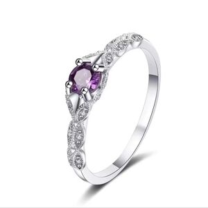 Amethyst Birthstone Silver Ring - SIZE 7